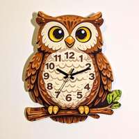 Owl Wall Clock, Silent Animal Decor gift