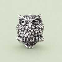 Sterling Silver Owl Bead: Forest Father Symbol of Strength, Wisdom, Protection
