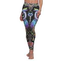 Colorful Owl Mandala Leggings | Vibrant Floral Psychedelic Pattern