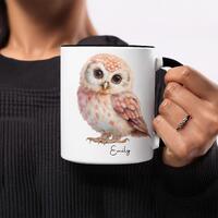 Personalized Baby Owl Mug, Name Coffee Cup, Bird Lover Gift