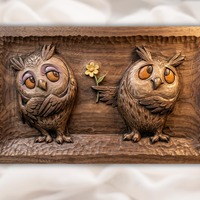 Owl Couple 3D Relief STL | Cute Owl with Flower CNC Router Wood Carving Panel | Nursery Wall Art