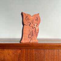 Vintage folk craft owl puzzle / simple handmade wood puzzle / Montessori-style developmental toy or 