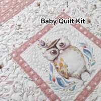 Owl baby quilt kit precut Nursery crib blanket personalized