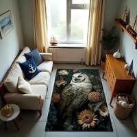 Owl Nature Carpet: Forest Animal Design Rug