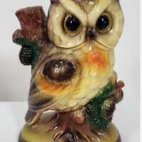 Vintage Owl Figurine Made In Japan Ceramic Mid Century Woodland Decor.