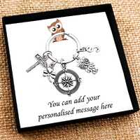 Brown Owl Gift. Personalised. Behind Every Good Brownie Is A Great Leader. Compass Keyring. Gift Box