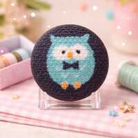 Owl Fabric Button Pin • Handmade Fabric Covered Brooch • Cute Owl Lapel Pin • Small A