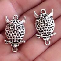 20pieces 25*15mm Owl Charm Owl connector Charm -  Antique Silver charm pendant  Jewelry Findings