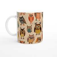 Funky Owl Mug | Abstract Bird Lover Gift | Comical Cartoon Animal Coffee Cup | Unique Ceramic Drinkw