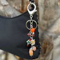 Earth Owl Handmade Bag Charm Keychain | One of a Kind | Crystal Accessory