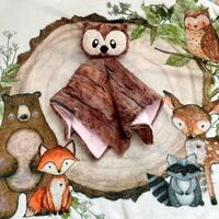 Minky Owl Lovey: Custom Handmade Security Blanket with Toy / Copper Owl Snuggler