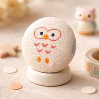Cute Owl Button Pin • Handmade Fabric Covered Pin • Small Owl Brooch • Woodland Anima