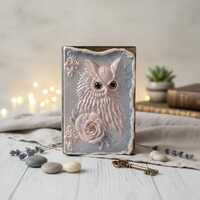 3D Relief Snowy Owl Journal, Vintage Sculpted Magic Grimoire, Gothic Rose Notebook, Fantasy Keepsake