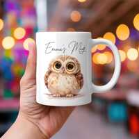 Custom Owl Mug, Personalised Owl Coffee Cup, Cute Owl Lover Gift