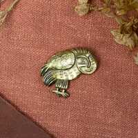 Weird sleep deprived Medieval Owl badge – Brass Marginalia Pin