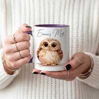Custom Owl Mug, Personalised Owl Coffee Cup, Cute Owl Lover Gift