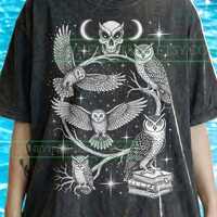Vintage Owl Skull Comfort Colors&reg; Tshirt, 90S Graphic Tees, Retro Nocturnal Bird Sweater, Dark A