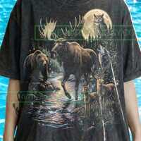 Vintage Moose Bear Wolf Comfort Colors&reg; Tshirt, Owl Deer Tees, Forest River Moon Sweater, Wildli