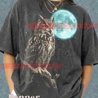 Owl Full Moon Comfort Colors&reg; Tshirt, Bird Of Prey, Night Sky, Wildlife Nature, Forest, Animal L