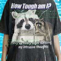 Raccoon Night Owl Comfort Colors&reg; Tshirt, Battling Intrusive Thoughts Tees, Funny Quote Sweater,