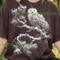 Snowy Owl Winter Bird Comfort Colors&reg; Tshirt, Wildlife Nature, Animal Lover, Snow Pine Tree, Mag