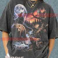 Wolf Moon Owl Moose Bear Deer Comfort Colors&reg; Tshirt, Wildlife Nature, Forest River, Wilderness,