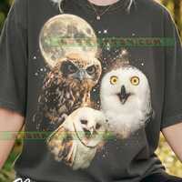 Owl Three Owls Comfort Colors&reg; Tshirt, Barn Owl Snowy Owl, Full Moon Night, Bird Lover, Wildlife