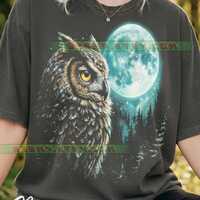 Owl Moon Forest Comfort Colors&reg; Tshirt, Nature Wildlife Bird, Nocturnal Animal Lover, Night Sky,