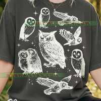 Owls Vintage Birds Comfort Colors&reg; Tshirt, Nocturnal Wildlife, Celestial Nature, Barn Owl, Night