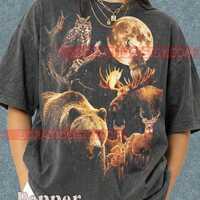 Vintage Forest Wildlife Comfort Colors&reg; Tshirt, Owl Moose Bear River Graphic Tee, Nature Lover C