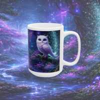 Owl Mug, Forest Mug, Enchanted Forest Art, Ceramic Tea Cup, Owl Lover Gift