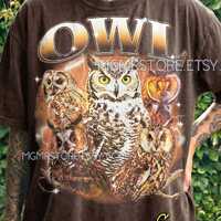 Owl Comfort Colors&reg; Tshirt, Vintage 90S Graphic Style Tees, Retro Bird Nature Lover Sweater, Thu