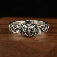 Sterling Silver Owl Celtic Ring | Woodland Animal Jewelry, Minimalist Boho Midi Ring, Nature-Inspire