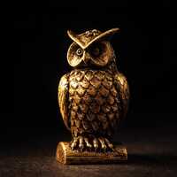 Solid Brass Owl Statue, Vintage Wisdom Sculpture, Lucky Desk Decor