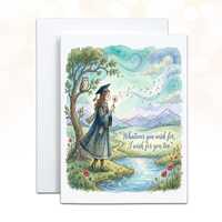 Watercolor Graduation Card, Dandelion and Owl, Whatever you wish for I wish for you too