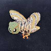 Unsigned Coro screech owl brooch by Coro designed by R. Geissman Circa 1930&rsquo;s. Book piece, har