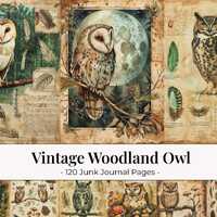 120 Vintage Woodland Owl Junk Journal Pages, Forest Animal Printable Ephemera Kit, Nature Scrapbook 