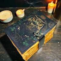 Large Leather Journal &ndash; Owl Celtic Design Notebook, Vintage Diary for Writers & Artists