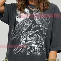 Owl Nocturnal Bird Comfort Colors&reg; Tshirt, Full Moon Tees, Wildlife Nature Sweater, Retro Vintag