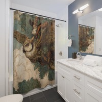 Wizard Owl Rider Shower Curtain, Bathroom Decor, Bathroom Essential, Gift for Couples, Home Accessor