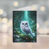 Mystical White Owl Spiral Notebook, Ruled Journal, Fantasy Forest Writing Journal, Magical Forest St