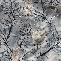 Vintage Winter Owl Fabric by Hoffman