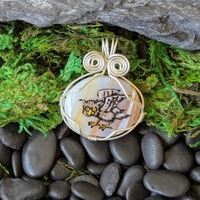 Hand Painted Pendant with Medieval Owl