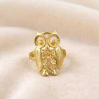Owl Ring Gold, Vintage Owl Statement Ring, Animal Bird Jewelry, Nature Inspired Ring, Boho Owl Jewel