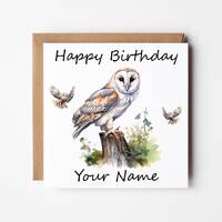 Personalised Owl Birthday Card, Owl Greeting Card,