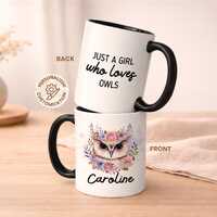 Owl Mug, Just A Girl Who Loves Owls Mug, Personalized Owl Mug, Cute Owl Coffee Mug, Owl Lover Gift
