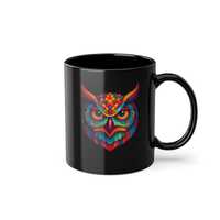 Owl Mug | Artistic Animal Coffee Mug | Black Ceramic Mug 11oz | Unique Gift for Animal Lovers