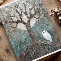 White Owl Journal &ndash; Mystical Stained Glass Style Nature Soul Art Notebook  8" x 5.75