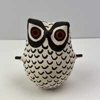 Acoma Pueblo Pottery Owl &ndash; Signed RLS Native American Hand Painted Owl