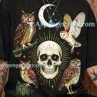 Vintage Owl Skull 90S Graphic Style Comfort Colors&reg; Tshirt, Retro Nocturnal Bird Faded Sweater, 
